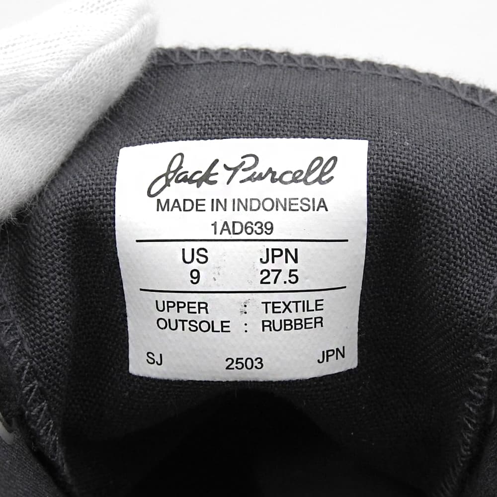 converse コンバース 美品 JACK PURCELL 1935 ジャックパーセル1935 ローカットスニーカー メンズ ダークチャコール 27.5cm 1AD639 シューズ