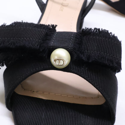 Christian Dior クリスチャンディオール Adiorable CDパール リボンモチーフ アンクルストラップ サンダル シューズ