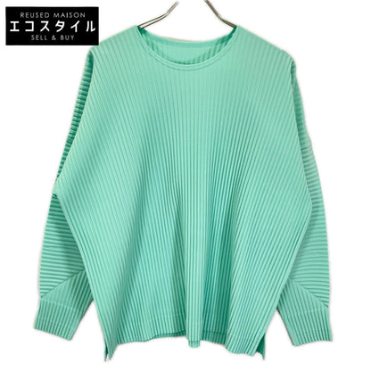 HOMME PLISSE ISSEY MIYAKE オムプリッセ イッセイミヤケ 24SS HP41JK149 ミントグリーン プリーツ加工 クルーネック ロングスリーブ カットソー トップス