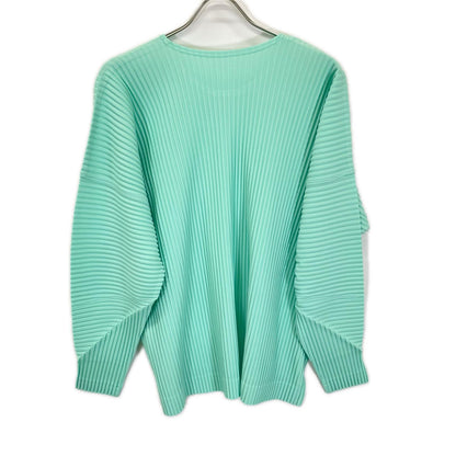 HOMME PLISSE ISSEY MIYAKE オムプリッセ イッセイミヤケ 24SS HP41JK149 ミントグリーン プリーツ加工 クルーネック ロングスリーブ カットソー トップス