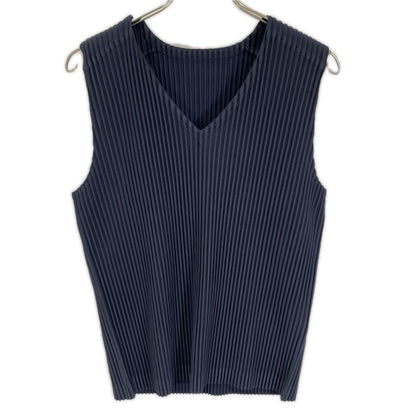HOMME PLISSE ISSEY MIYAKE オムプリッセ イッセイミヤケ 25AW HP55JE510 ネイビー BASICS Vネック プリーツ ベスト ベスト
