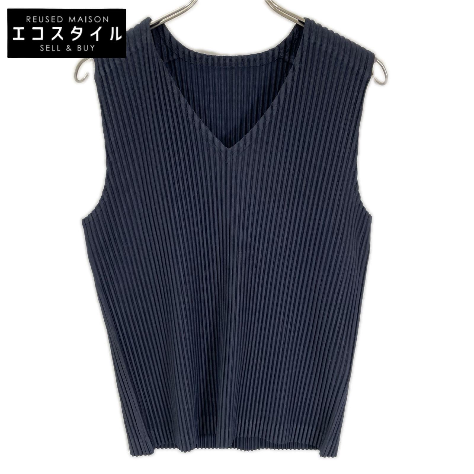 HOMME PLISSE ISSEY MIYAKE オムプリッセ イッセイミヤケ 25AW HP55JE510 ネイビー BASICS Vネック プリーツ ベスト ベスト