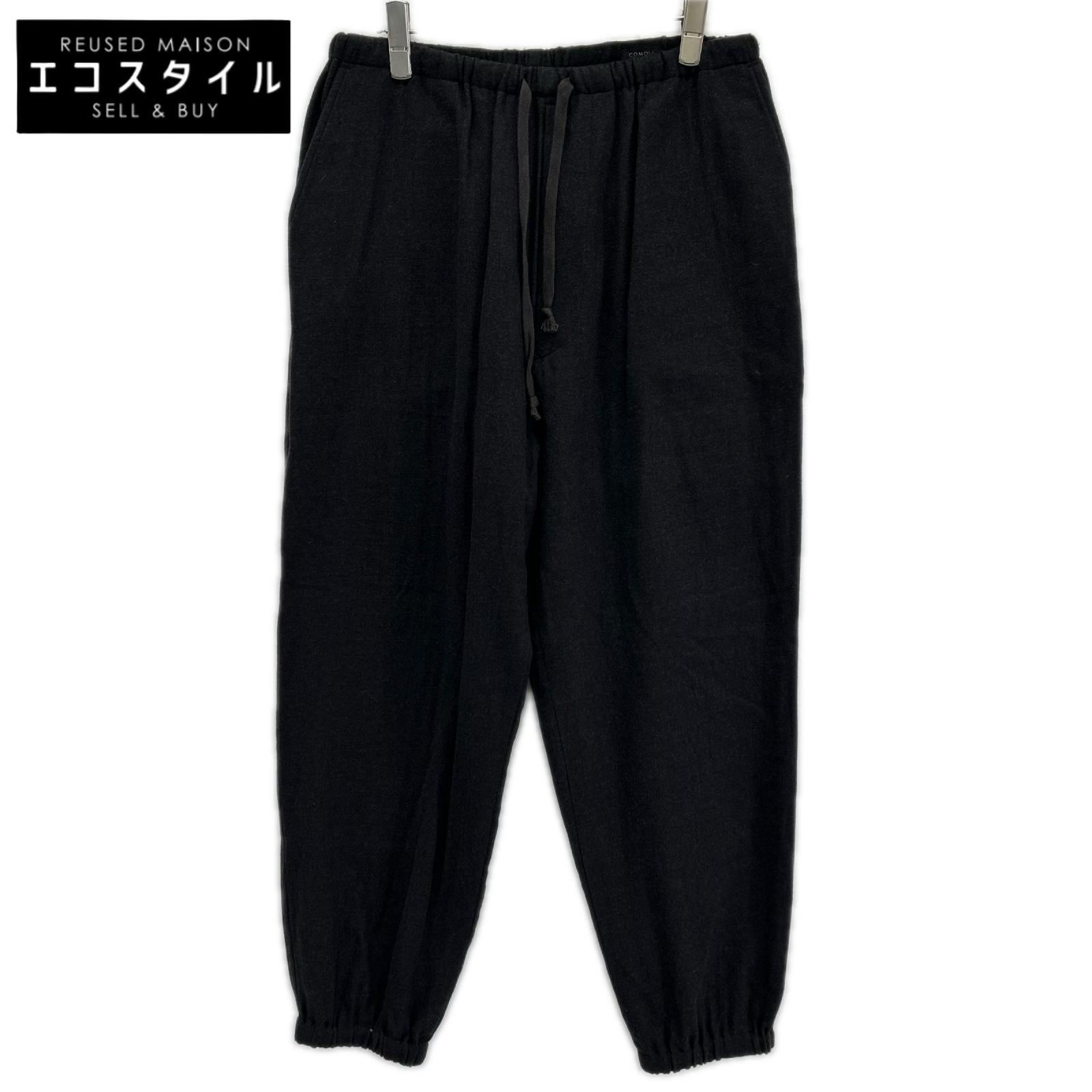 COMOLI コモリ W03-03007 22AW ブラック ウールピエラ ドローストリングパンツ ボトムス
