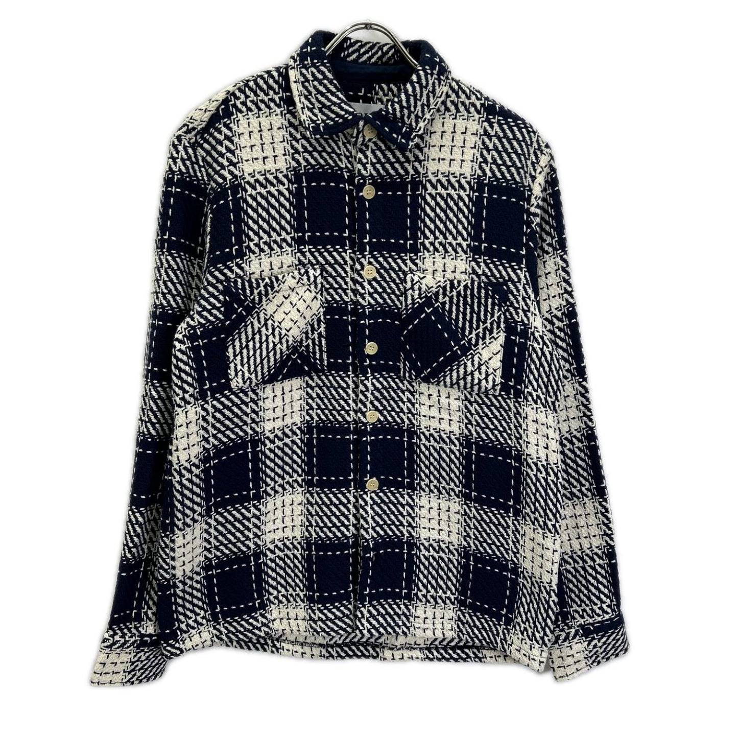 WAX ワックス ネイビー WHITING OVERSHIRT ホワイティングオーバーシャツ スペアチェック ジャケット