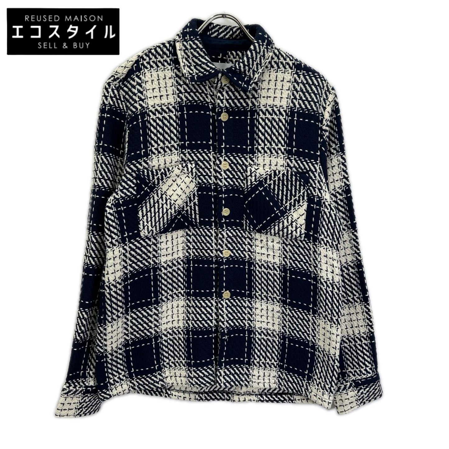 WAX ワックス ネイビー WHITING OVERSHIRT ホワイティングオーバーシャツ スペアチェック ジャケット