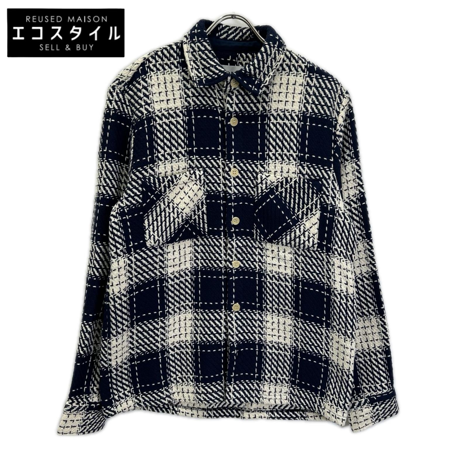 WAX ワックス ネイビー WHITING OVERSHIRT ホワイティングオーバーシャツ スペアチェック ジャケット