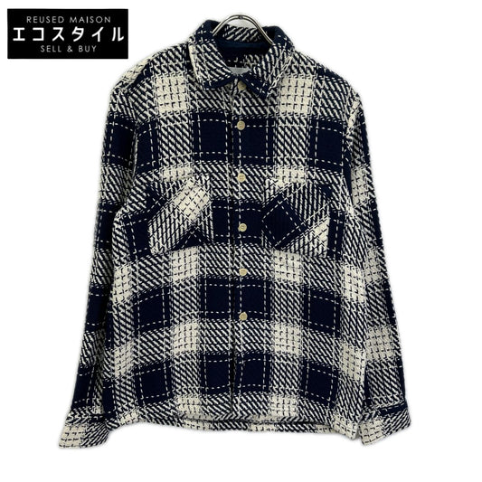 WAX ワックス ネイビー WHITING OVERSHIRT ホワイティングオーバーシャツ スペアチェック ジャケット