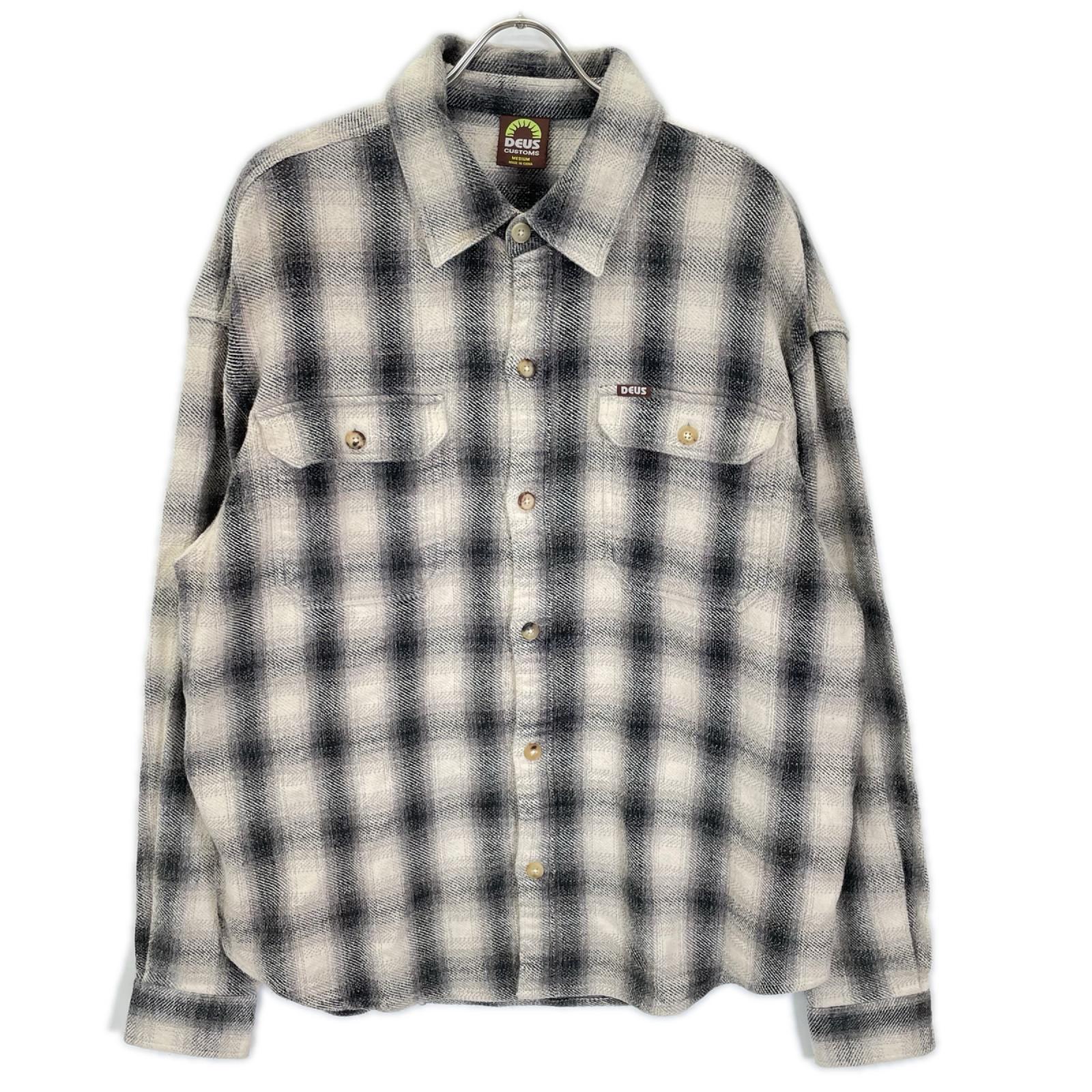 DEUS EX MACHINA デウスエクスマキナ ホワイト コットン100 Too Busy To Work Check Shirt チェック ネルシャツ トップス