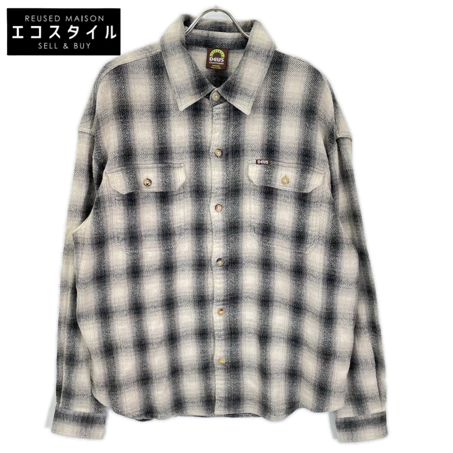 DEUS EX MACHINA デウスエクスマキナ ホワイト コットン100 Too Busy To Work Check Shirt チェック ネルシャツ トップス