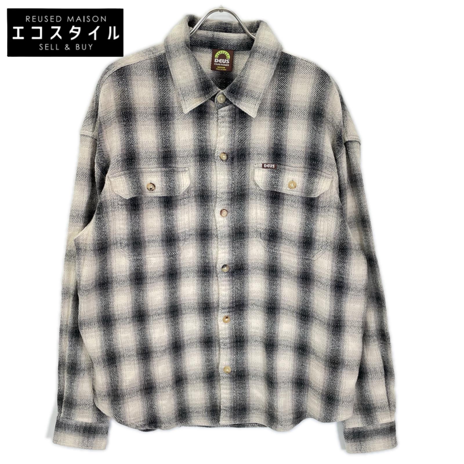 DEUS EX MACHINA デウスエクスマキナ ホワイト コットン100 Too Busy To Work Check Shirt チェック ネルシャツ トップス