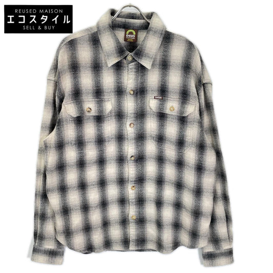 DEUS EX MACHINA デウスエクスマキナ ホワイト コットン100 Too Busy To Work Check Shirt チェック ネルシャツ トップス