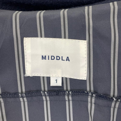 その他ブランド 【MIDDLA】MCO18A01 ネイビー ウール ダブルブレストフーデッドロングコート コート