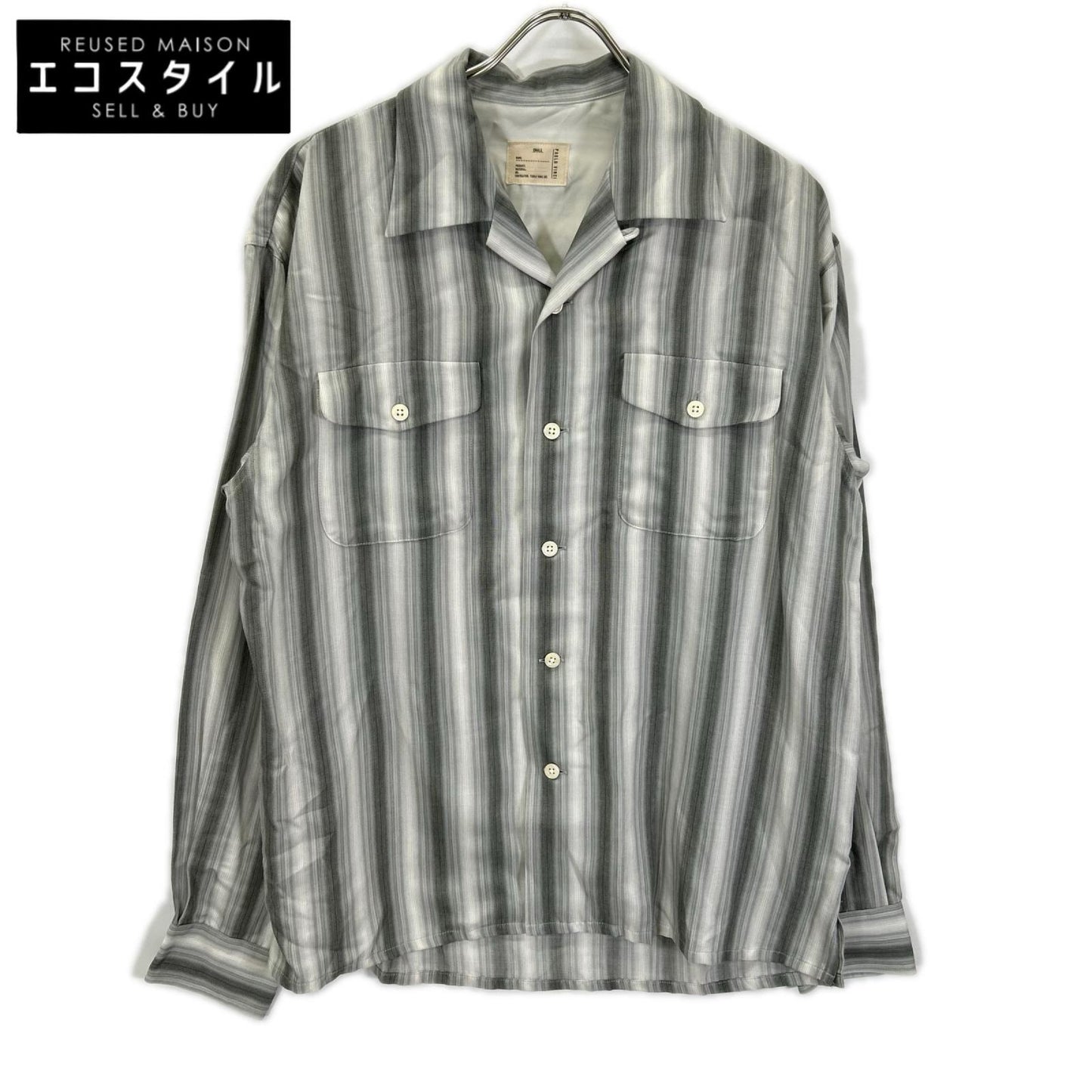 Pablo vinci パブロヴィンチ PBL-23AW-SH02 23AW グレー Ombre striped shirt オープンカラーストライプ長袖シャツ トップス