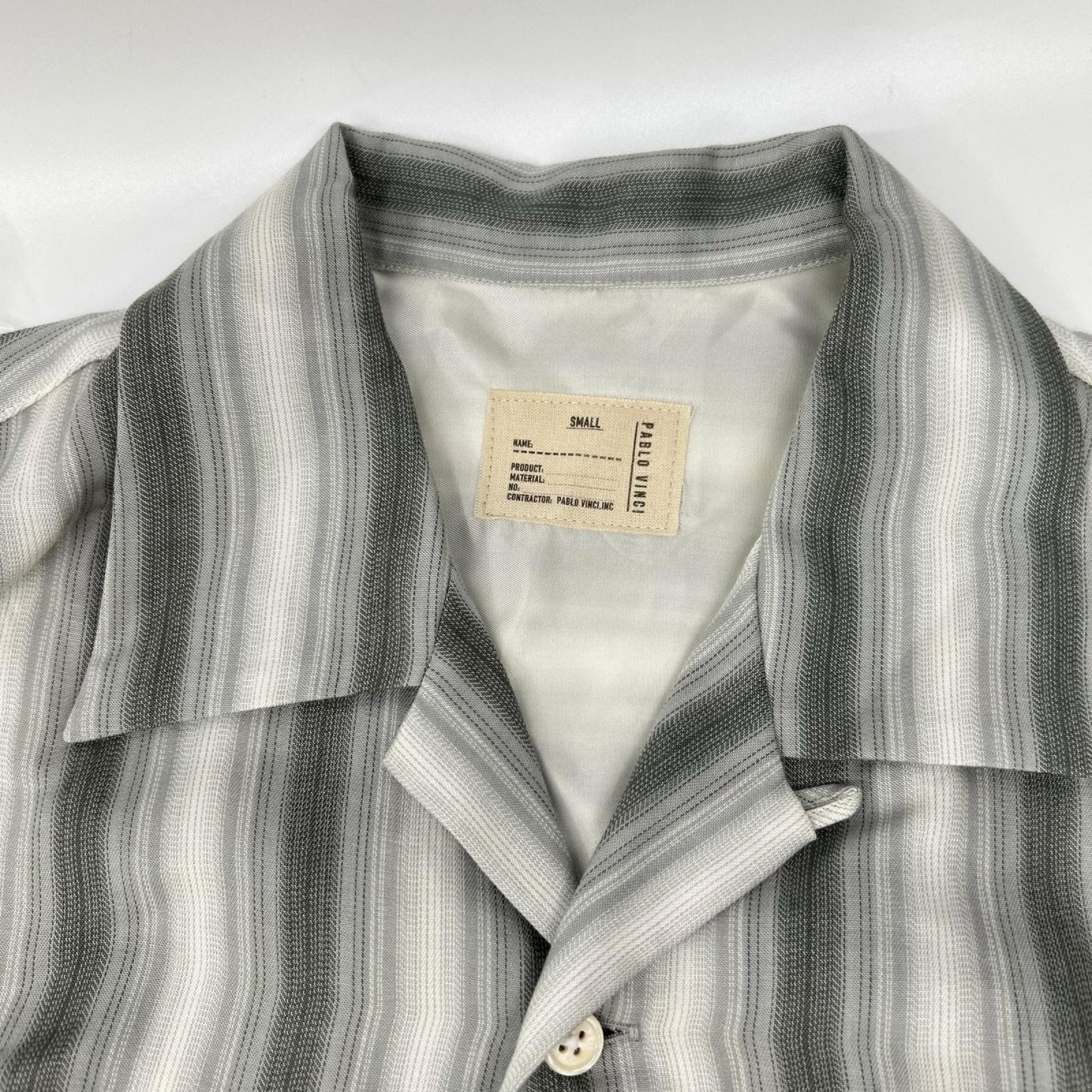Pablo vinci パブロヴィンチ PBL-23AW-SH02 23AW グレー Ombre striped shirt オープンカラーストライプ長袖シャツ トップス