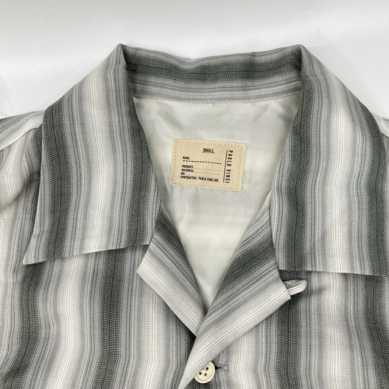 Pablo vinci パブロヴィンチ PBL-23AW-SH02 23AW グレー Ombre striped shirt オープンカラーストライプ長袖シャツ トップス