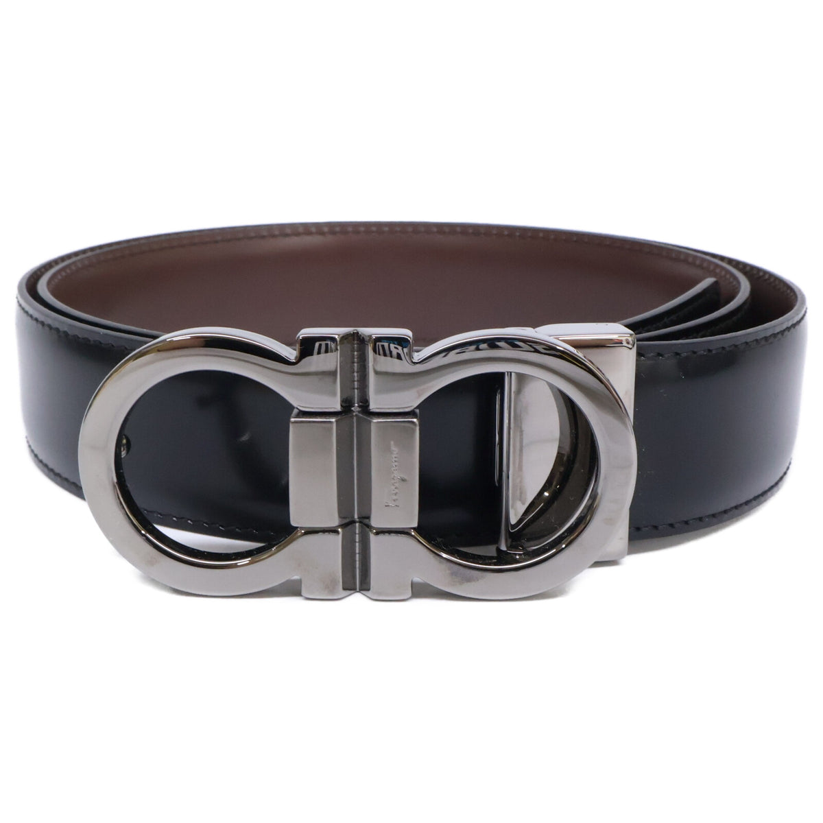 SalvatoreFerragamo サルバトーレフェラガモ 【美品】ダブルガンチーニバックル リバーシブルレザー ベルト