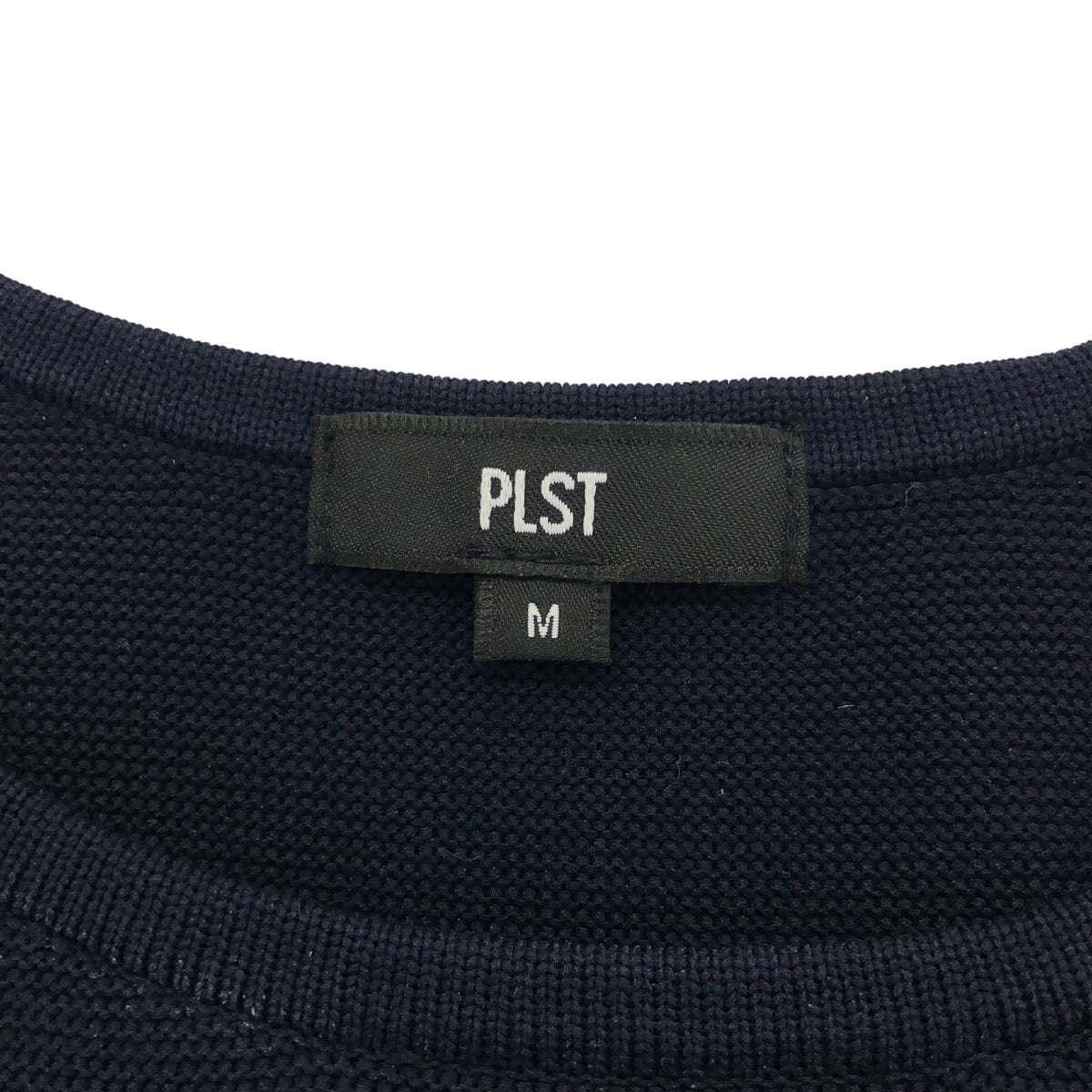 PLS+T(PLST) プラステ 26年製 ネイビー ホールガーメントR フレアニットワンピース トップス