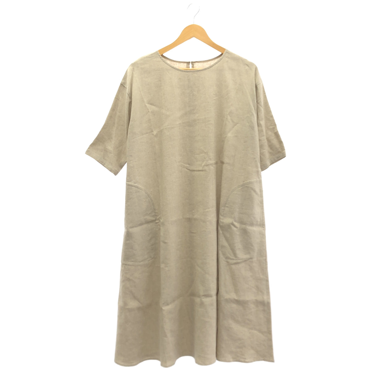 BEARDSLEY ビアズリー 24SS ベージュ ハーフスリーブ リネンワンピース トップス