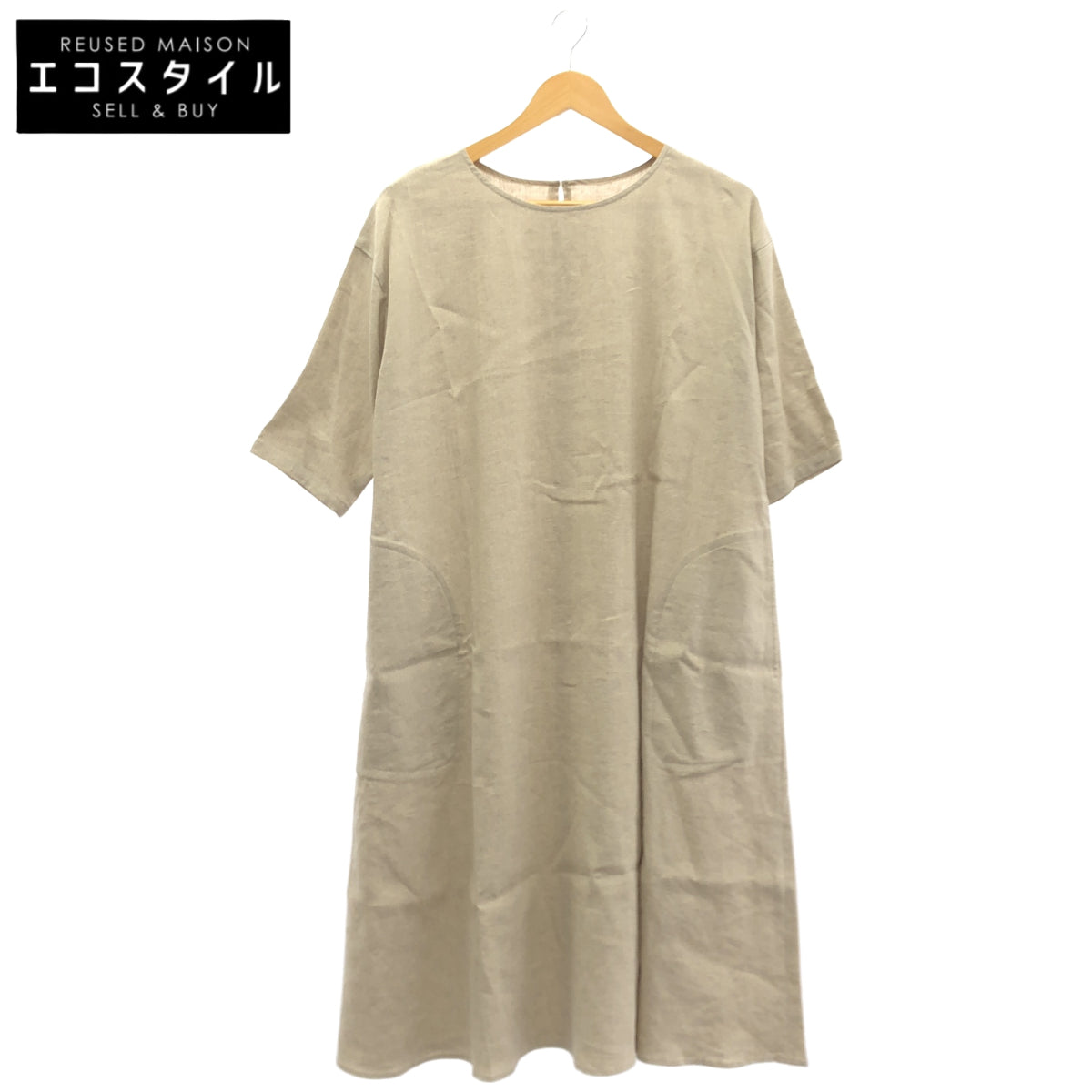 BEARDSLEY ビアズリー 24SS ベージュ ハーフスリーブ リネンワンピース トップス