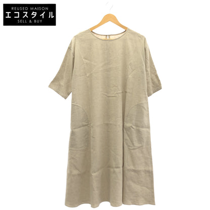 BEARDSLEY ビアズリー 24SS ベージュ ハーフスリーブ リネンワンピース トップス