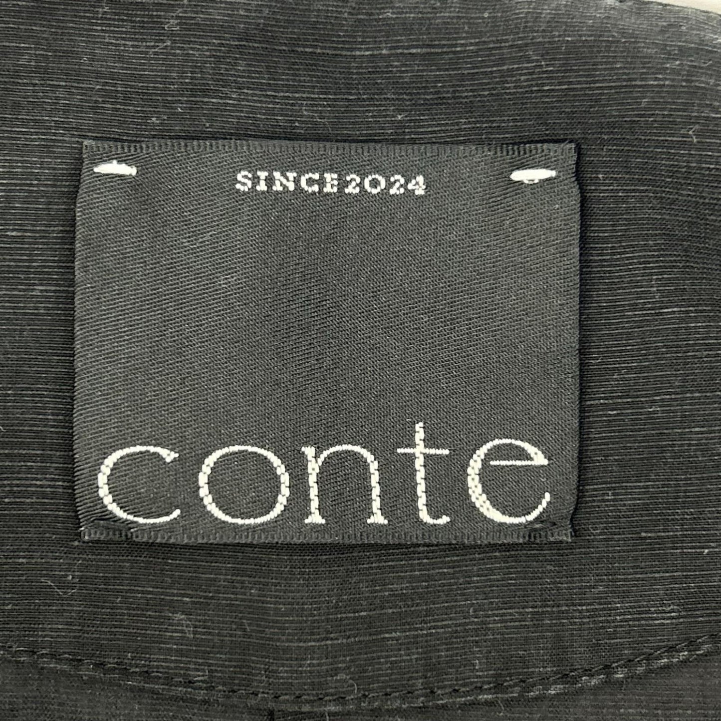 conte コンテ 85112150024 ブラック リネン シアーVネックブラウス トップス