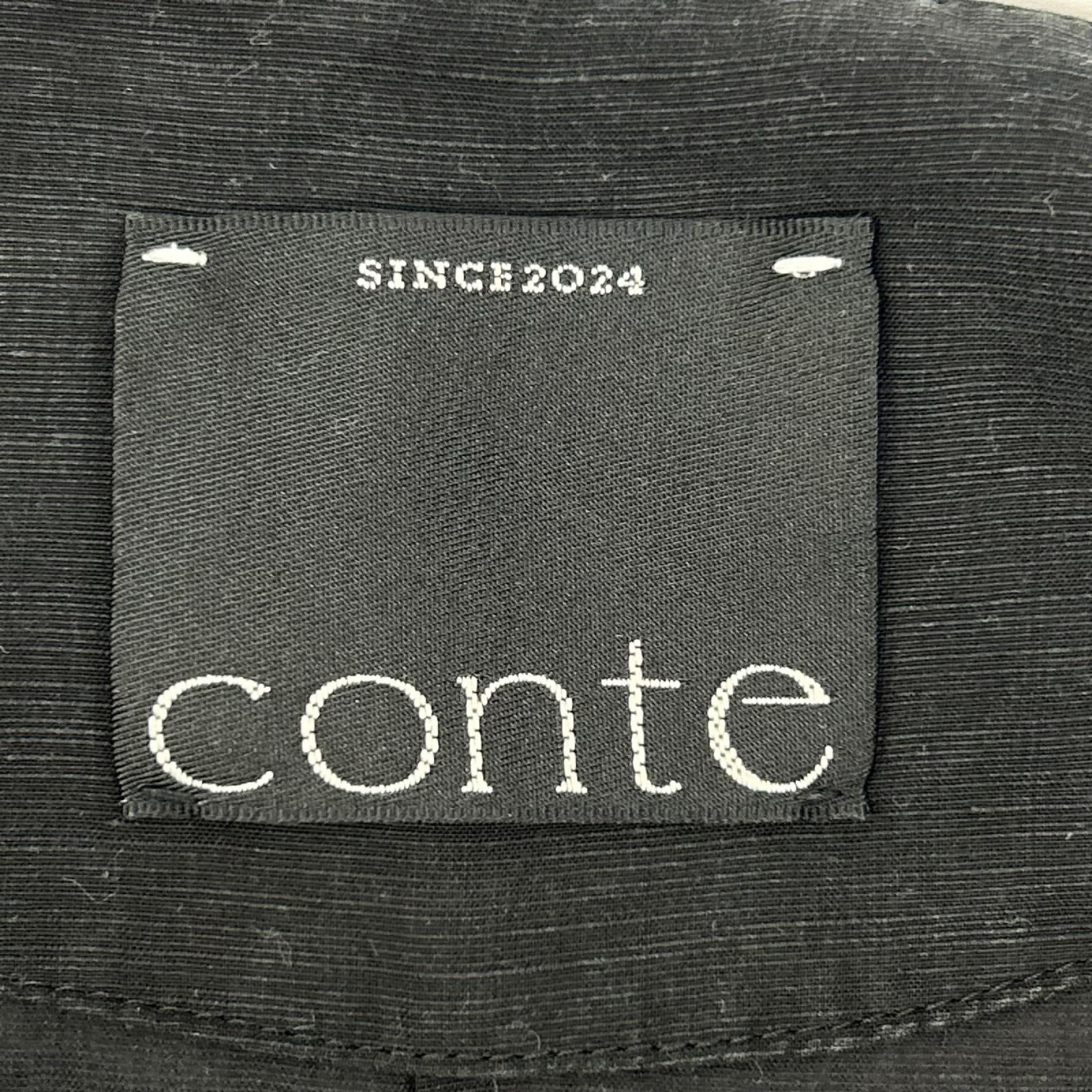 conte コンテ 85112150024 ブラック リネン シアーVネックブラウス トップス