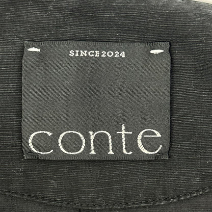 conte コンテ 85112150024 ブラック リネン シアーVネックブラウス トップス
