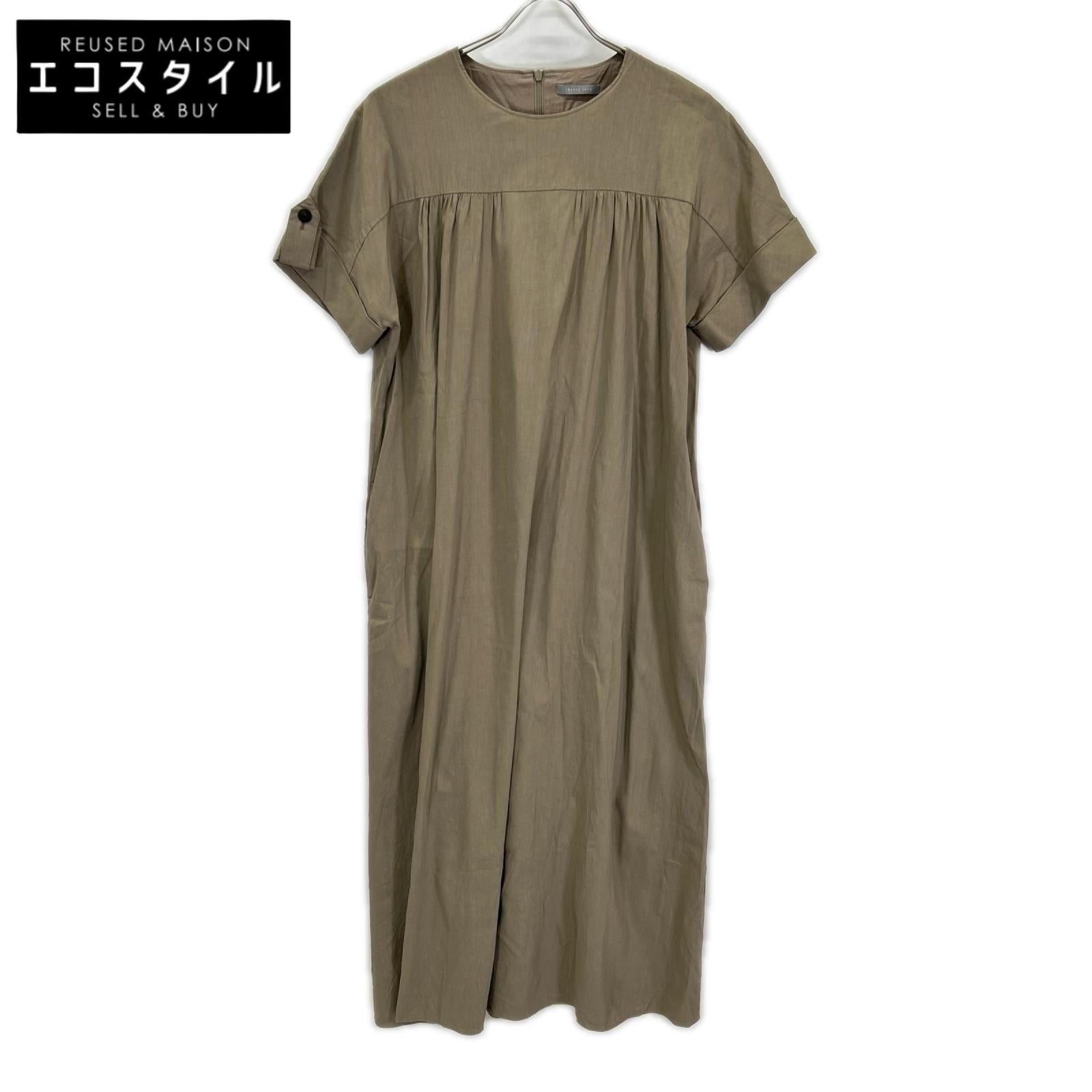 theory luxe セオリーリュクス 24SS ベージュ クリスプリネン 半袖ワンピース ワンピース