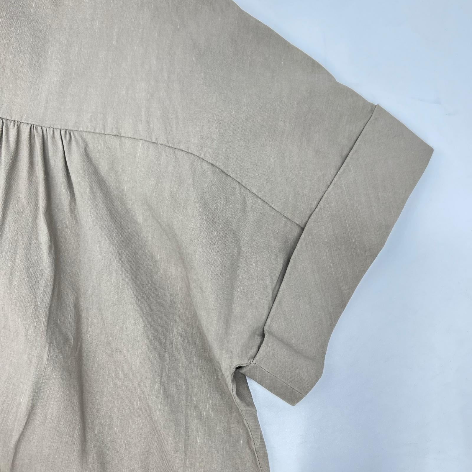 theory luxe セオリーリュクス 24SS ベージュ クリスプリネン 半袖ワンピース ワンピース