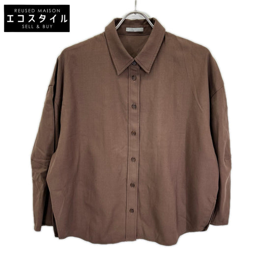 theory luxe セオリーリュクス 25AW ブラウン Suave Saxony Kallen Shirt スリーブシャツ トップス