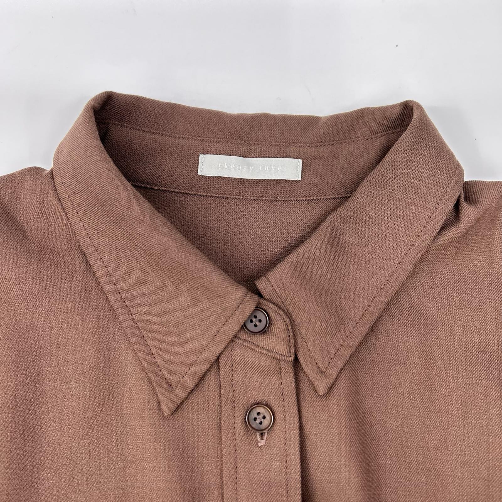 theory luxe セオリーリュクス 25AW ブラウン Suave Saxony Kallen Shirt スリーブシャツ トップス
