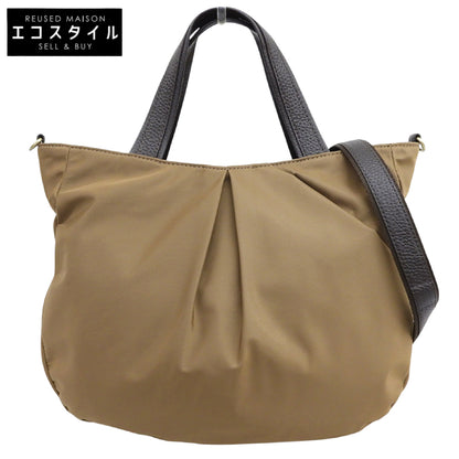 IBIZA イビザ 美品 ディアリオ ナイロン 2WAY ハンドバッグ レディース カーキ×ダークブラウン ハンドバッグ