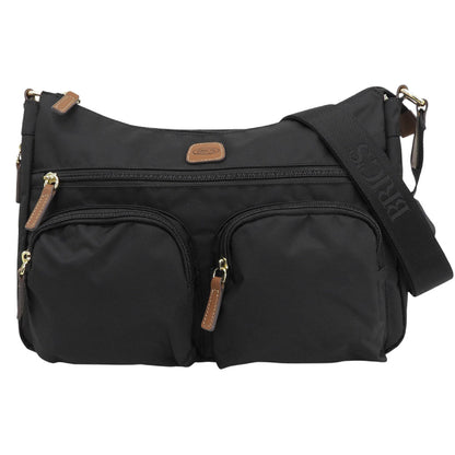 BRIC'S ブリックス 美品 X-BAG エンボスレザーロゴ ショルダーバッグ レディース ナイロン ブラック 89152 ショルダーバッグ