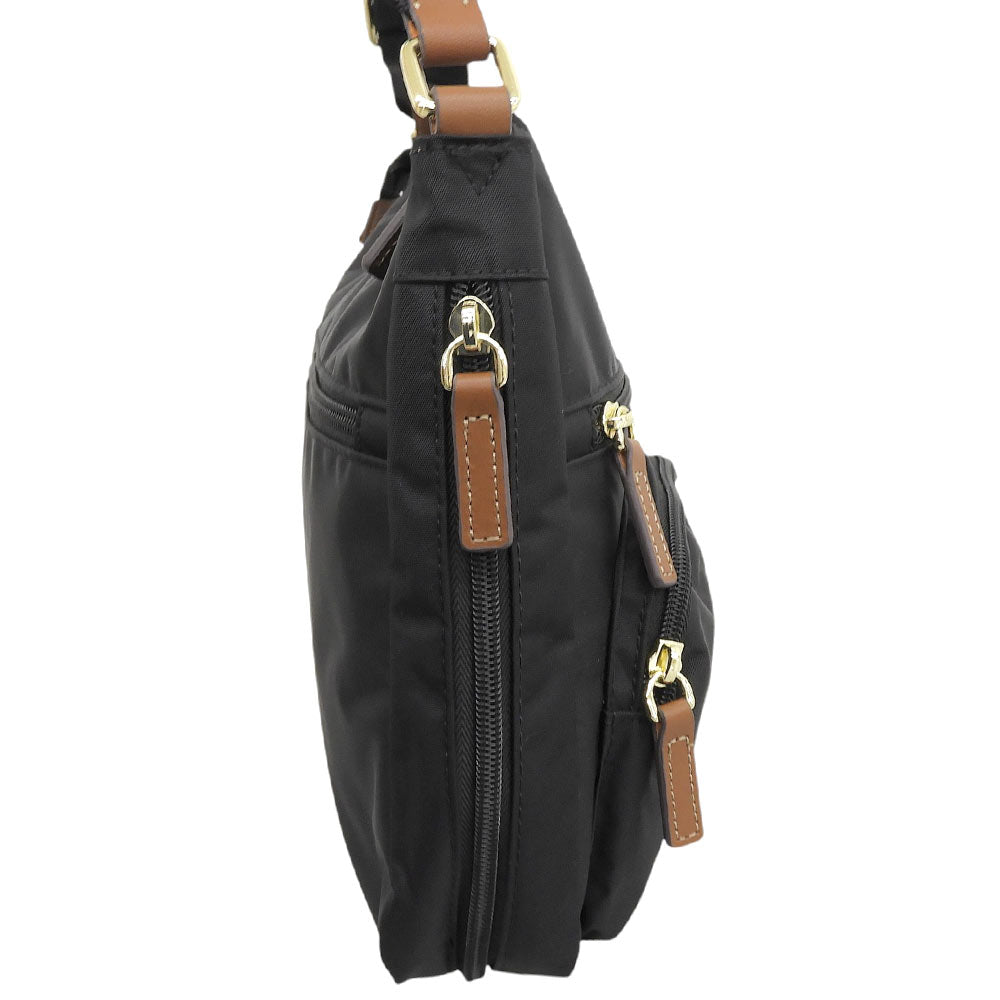 BRIC'S ブリックス 美品 X-BAG エンボスレザーロゴ ショルダーバッグ レディース ナイロン ブラック 89152 ショルダーバッグ