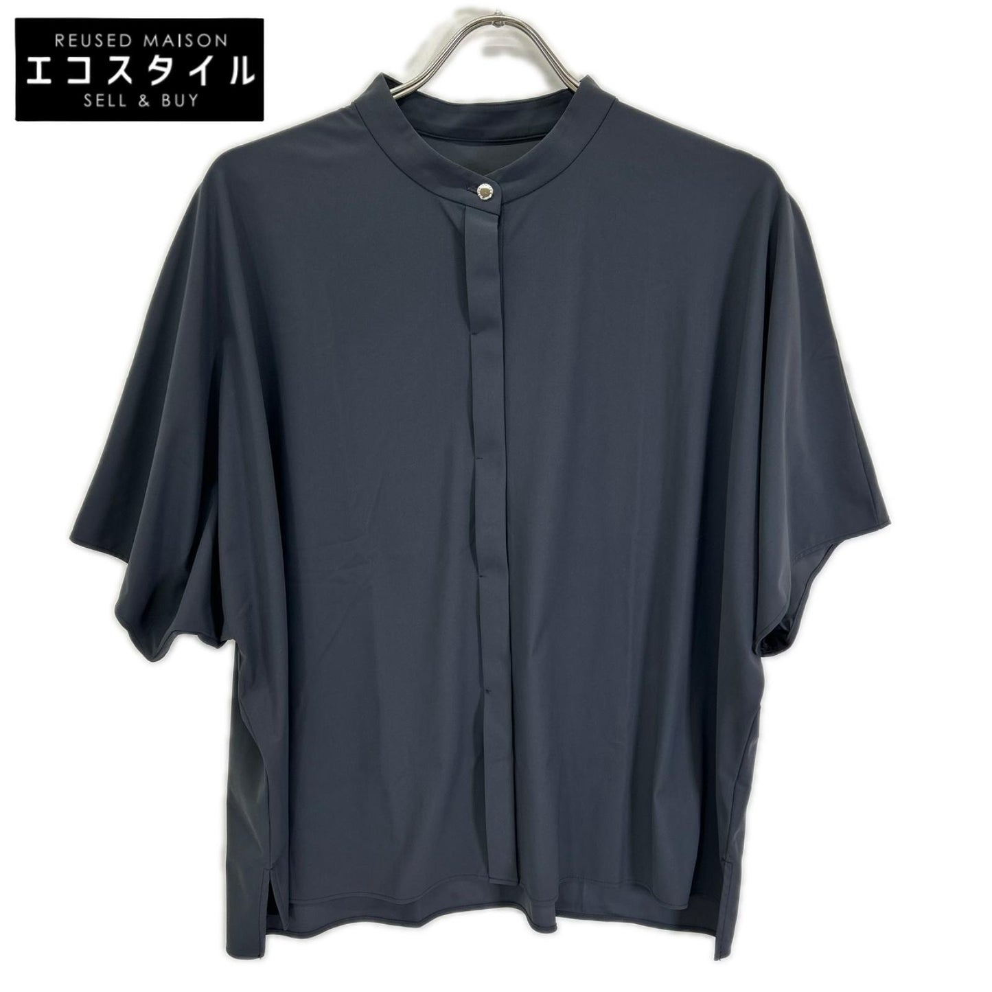 MACKINTOSH LONDON マッキントッシュロンドン G7M29-745-28 ネイビーグレー ナイロン混 トリコットストレッチブラウス トップス