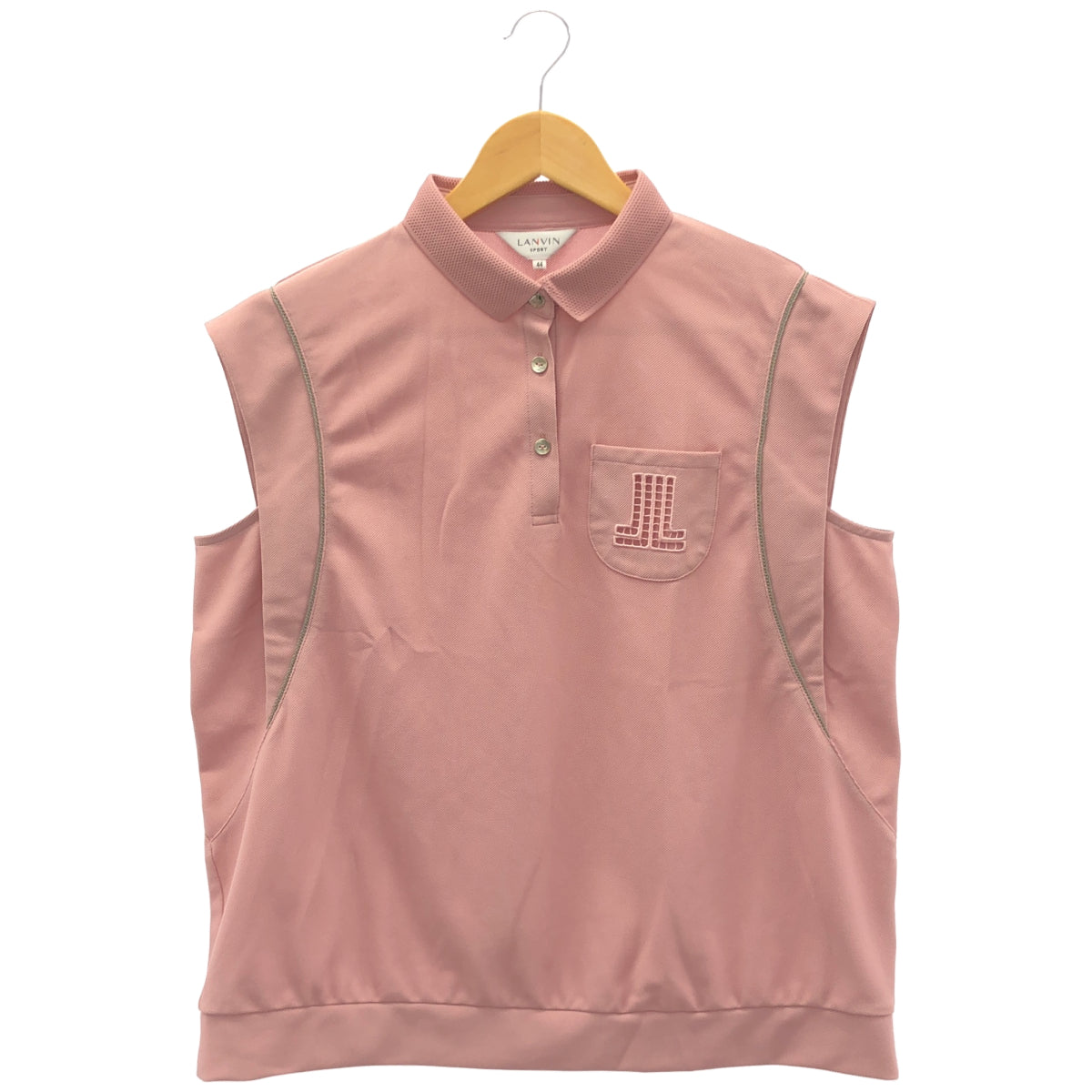 LANVIN SPORT ランバンスポーツ VG6SHS82L ピンク ポリエステル レースロゴ ノースリーブゴルフポロシャツ トップス