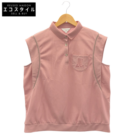 LANVIN SPORT ランバンスポーツ VG6SHS82L ピンク ポリエステル レースロゴ ノースリーブゴルフポロシャツ トップス