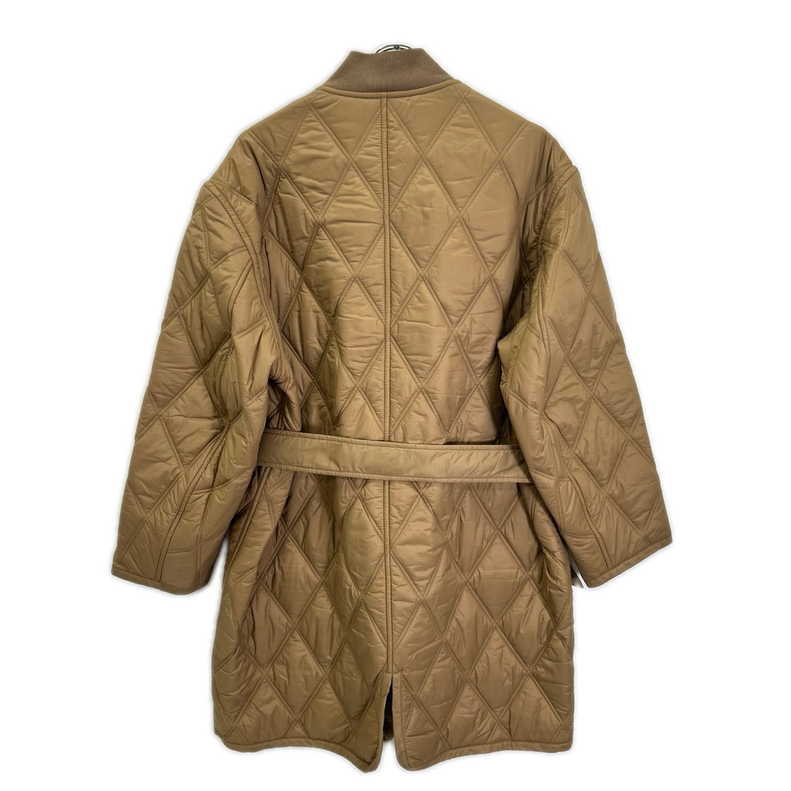 DAKS ダックス 14-481015 ベージュ キルティング×総柄 リブネック ベルト付き リバーシブルジップアップコート コート