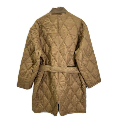 DAKS ダックス 14-481015 ベージュ キルティング×総柄 リブネック ベルト付き リバーシブルジップアップコート コート
