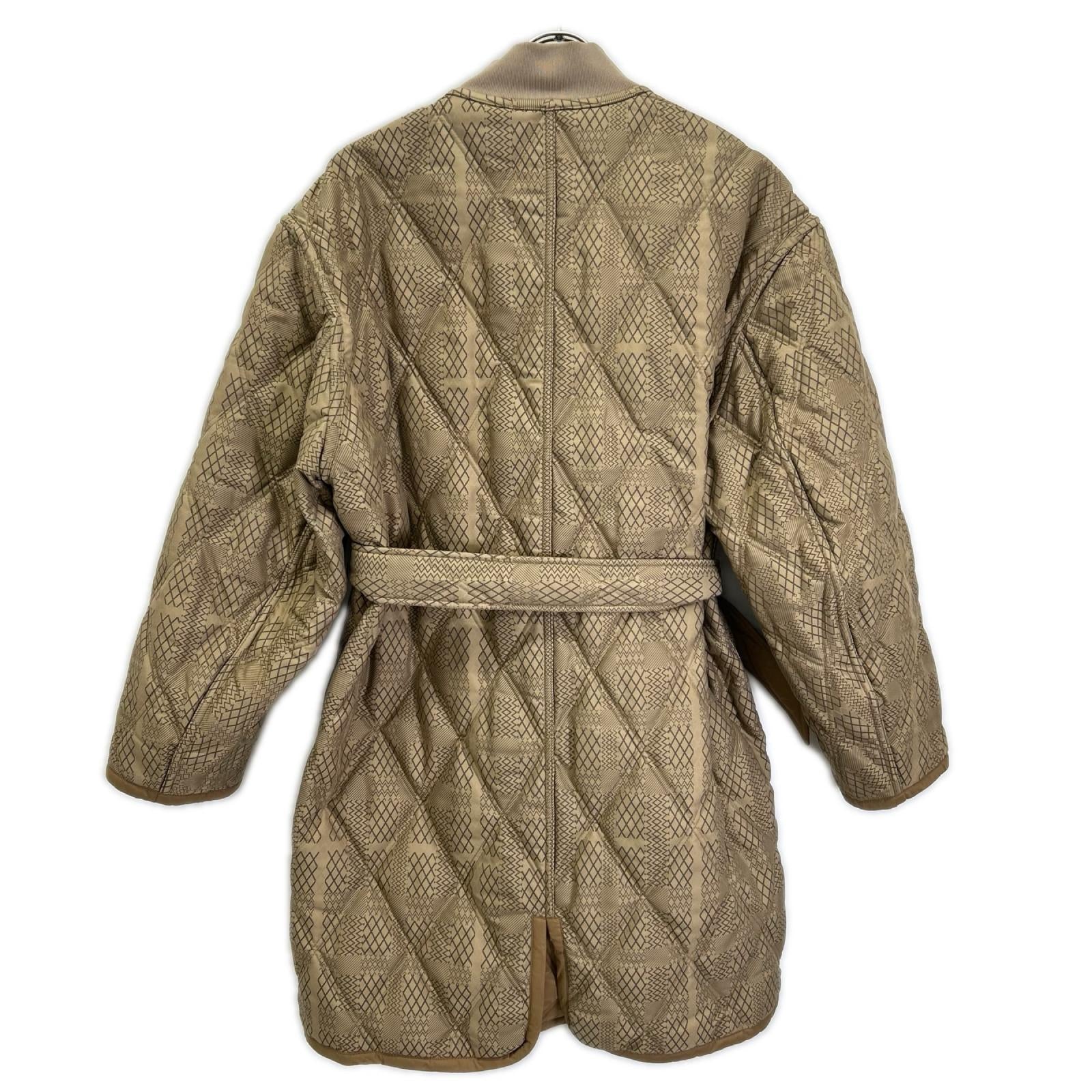 DAKS ダックス 14-481015 ベージュ キルティング×総柄 リブネック ベルト付き リバーシブルジップアップコート コート