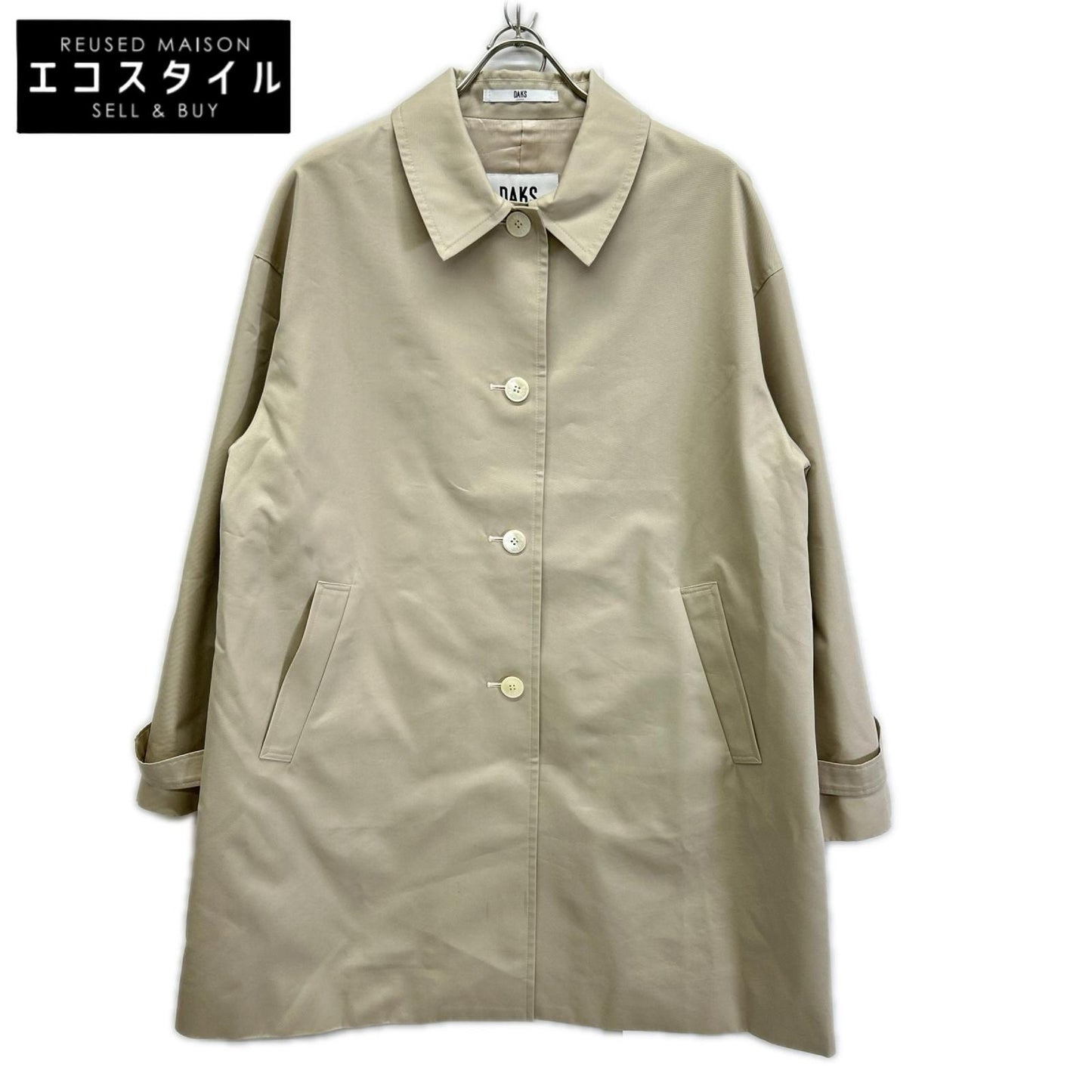 DAKS ダックス A62F311323 ベージュ コットンシャンブレー ギャバジン ステンカラー オフショルダーコート コート
