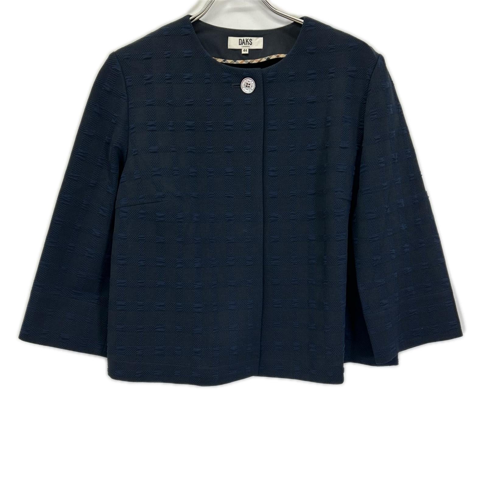 DAKS ダックス 11-411712 ネイビー 1ボタン ショートスリーブノーカラージャケット ジャケット