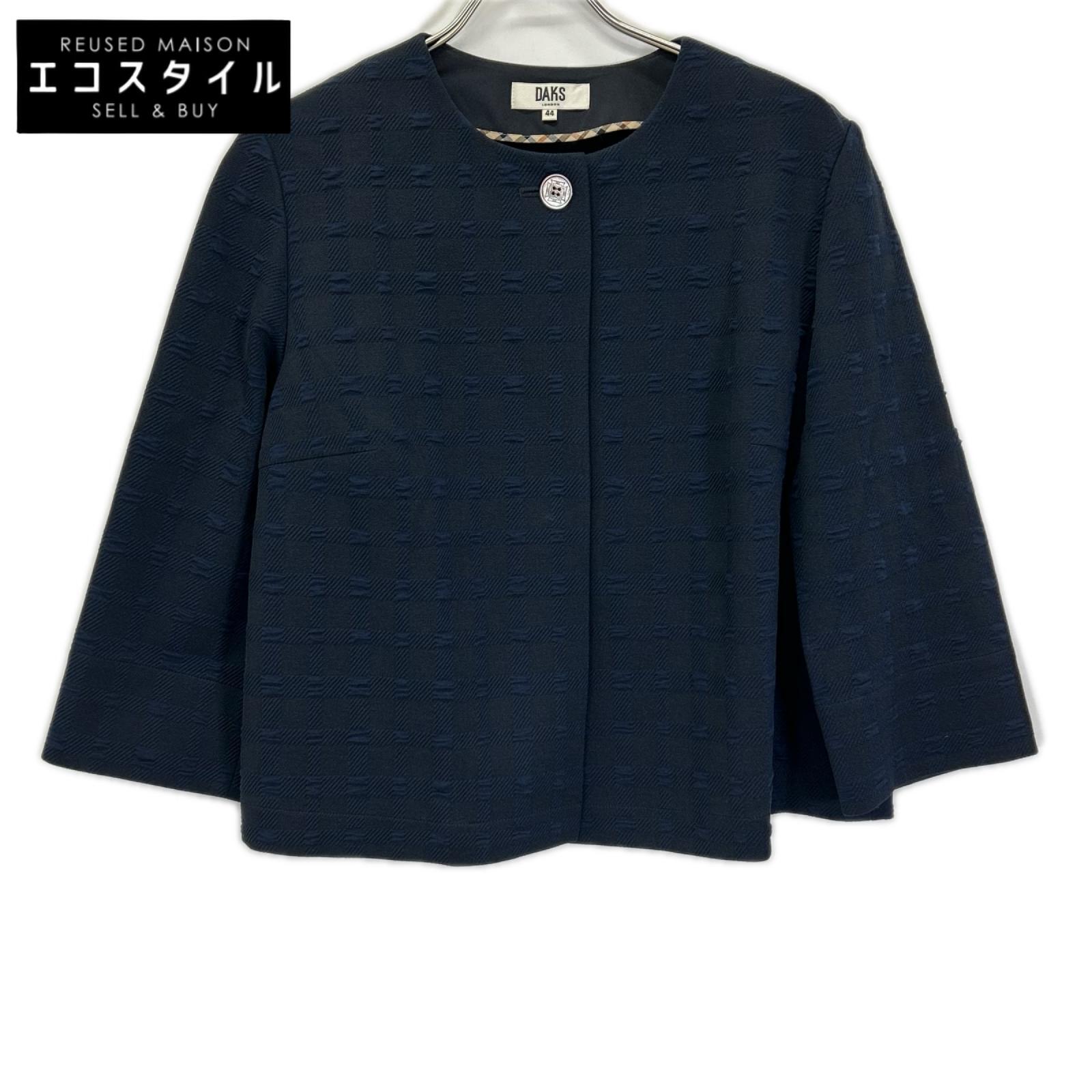 DAKS ダックス 11-411712 ネイビー 1ボタン ショートスリーブノーカラージャケット ジャケット