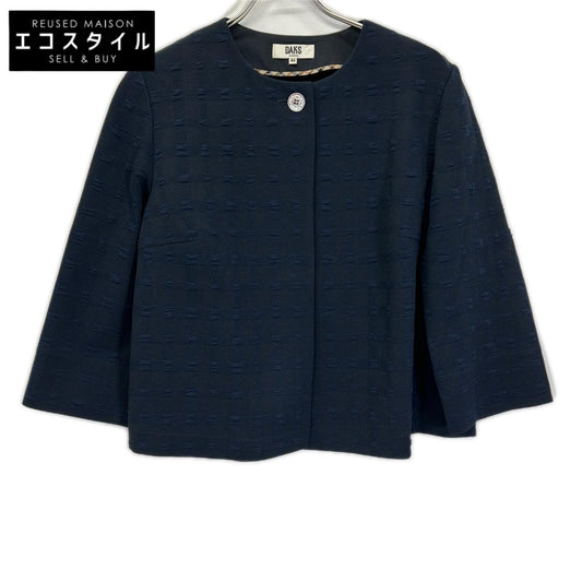 DAKS ダックス 11-411712 ネイビー 1ボタン ショートスリーブノーカラージャケット ジャケット