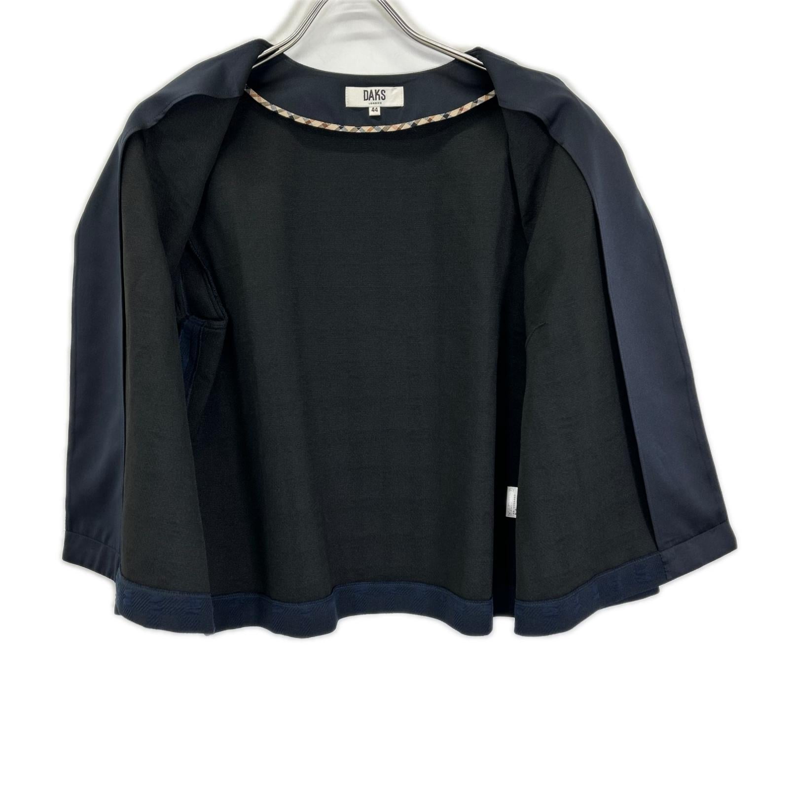 DAKS ダックス 11-411712 ネイビー 1ボタン ショートスリーブノーカラージャケット ジャケット