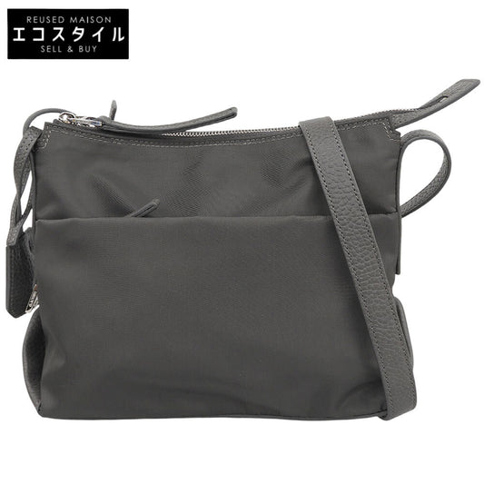 HIROFU ヒロフ 美品 LIBERO リベロ ショルダーバッグ S レディース ナイロン レザー ダークグレー P25-39315 ショルダーバッグ