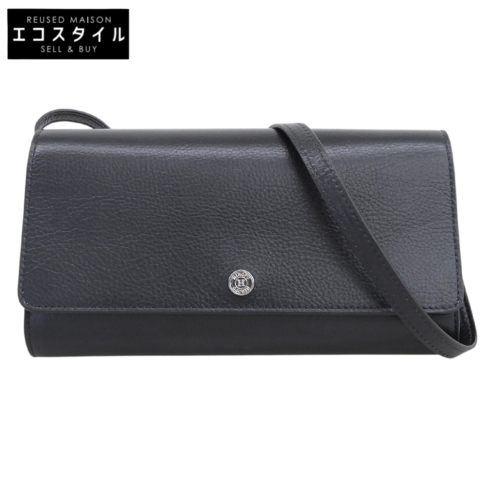 FUROHI ヒロフ/フロヒライン 美品 本革 レザー 2WAY クラッチバッグ ウォレットショルダーバッグ レディース 黒 ブラック P25-50604 ショルダーバッグ
