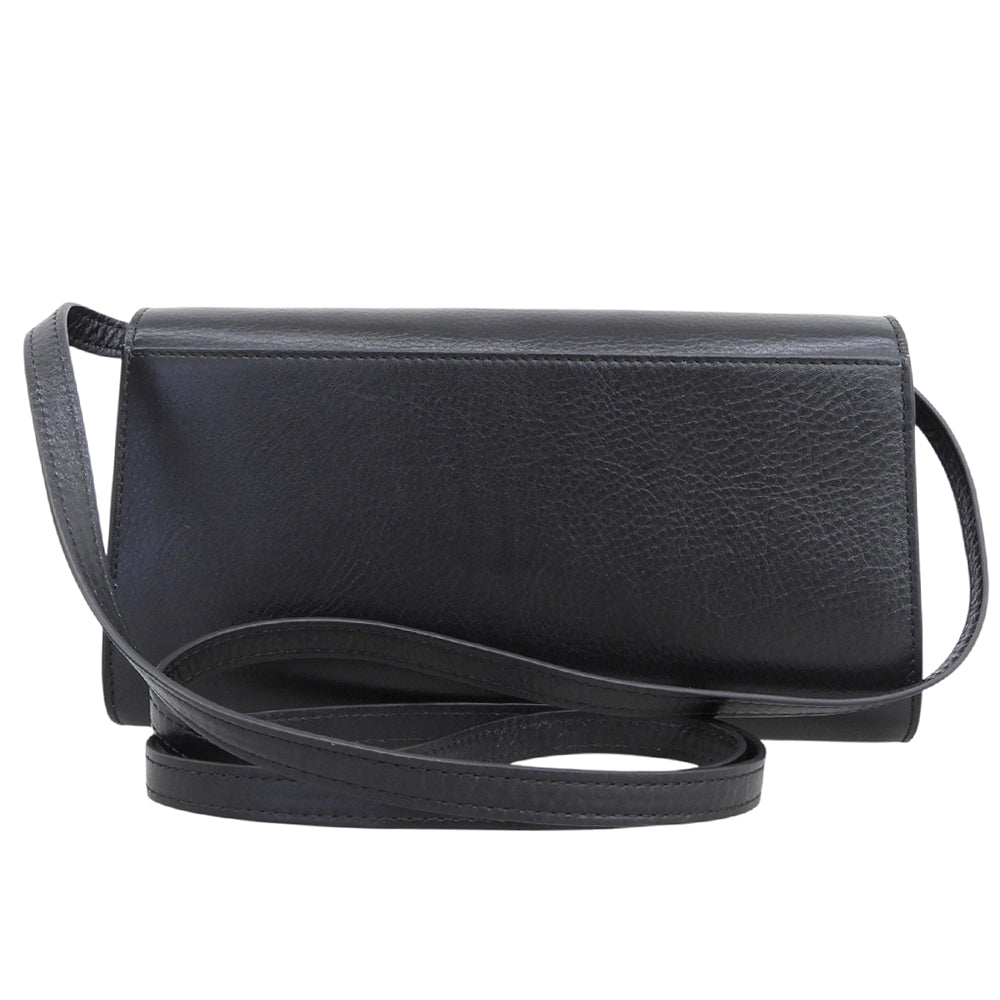 FUROHI ヒロフ/フロヒライン 美品 本革 レザー 2WAY クラッチバッグ ウォレットショルダーバッグ レディース 黒 ブラック P25-50604 ショルダーバッグ