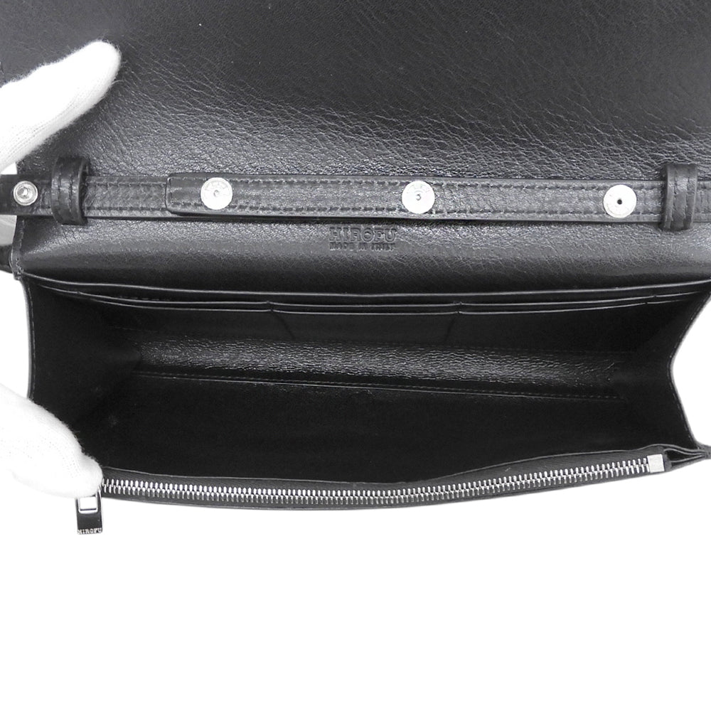 FUROHI ヒロフ/フロヒライン 美品 本革 レザー 2WAY クラッチバッグ ウォレットショルダーバッグ レディース 黒 ブラック P25-50604 ショルダーバッグ