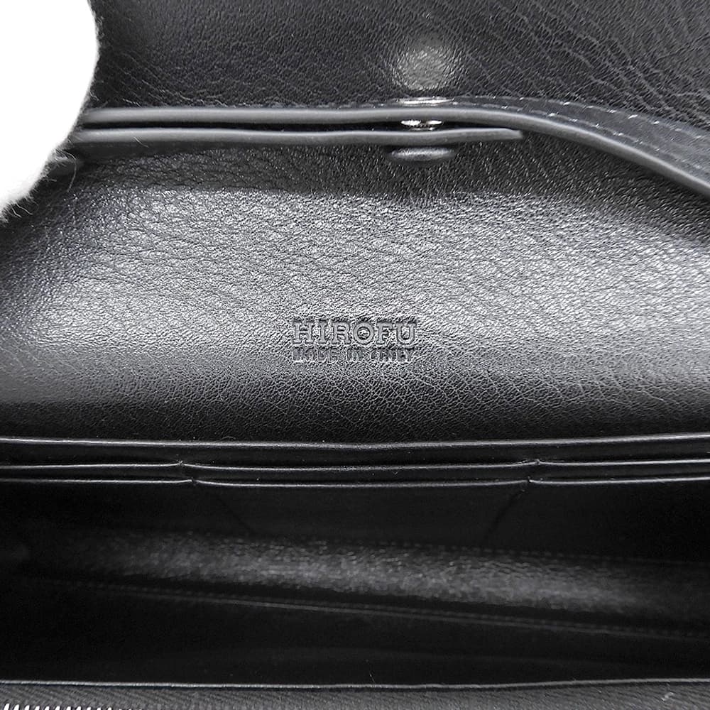FUROHI ヒロフ/フロヒライン 美品 本革 レザー 2WAY クラッチバッグ ウォレットショルダーバッグ レディース 黒 ブラック P25-50604 ショルダーバッグ